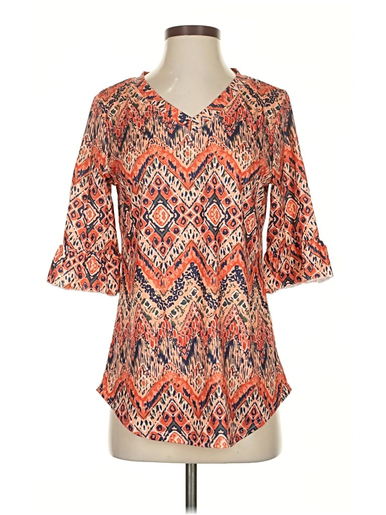 Sampeel 3/4 Sleeve Blouse In Orange