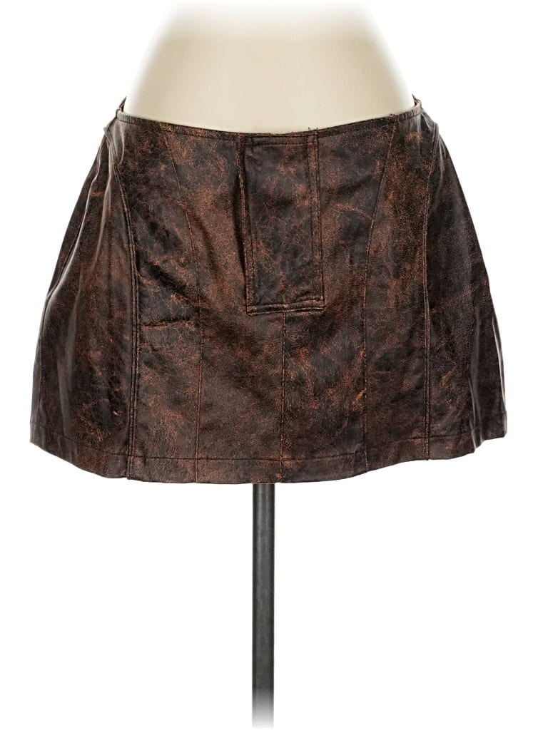 Pre-owned Akira Faux Leather Skirt In Brown