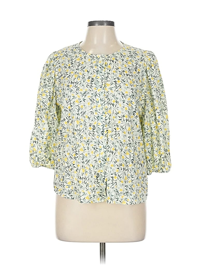 Pre-owned H&m 3/4 Sleeve Blouse In Yellow