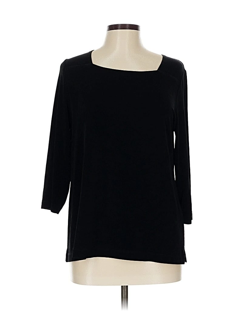 Pre-owned Travelers By Chico's 3/4 Sleeve Top Black Boatneck Tops