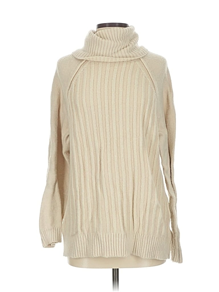 Pre-owned Free People Turtleneck Sweater In White