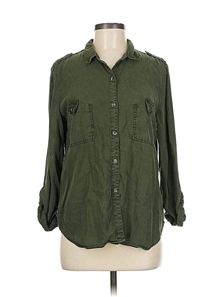 Pre-owned On The Road ... 3/4 Sleeve Button Down Shirt In Green