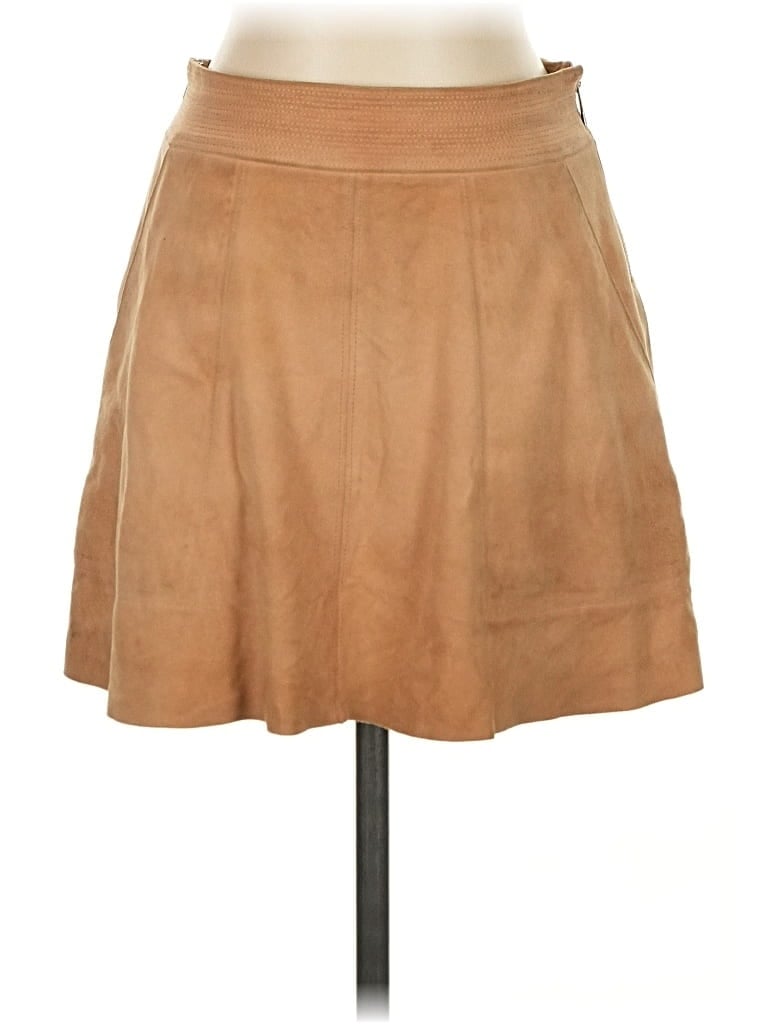 Pre-owned Joie Faux Leather Skirt In Brown