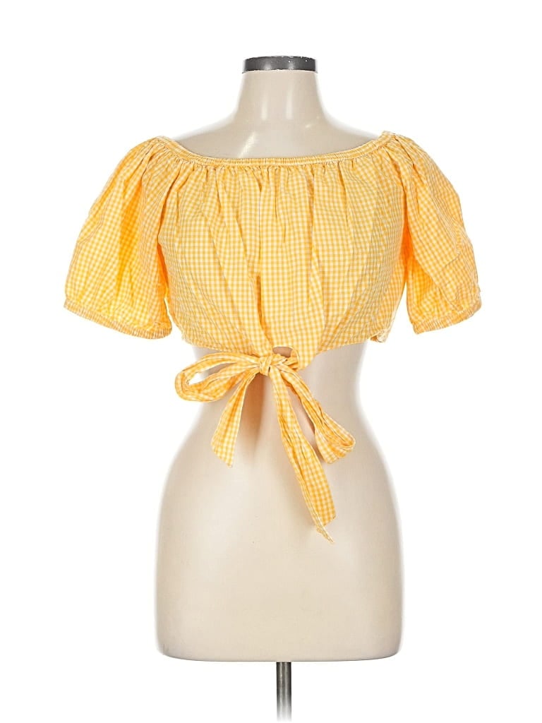 Pre-owned Trafaluc By Zara Short Sleeve Blouse In Yellow