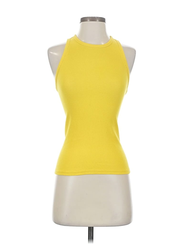 Pre-owned Everlane Tank Top Yellow Halter Neckline Tops