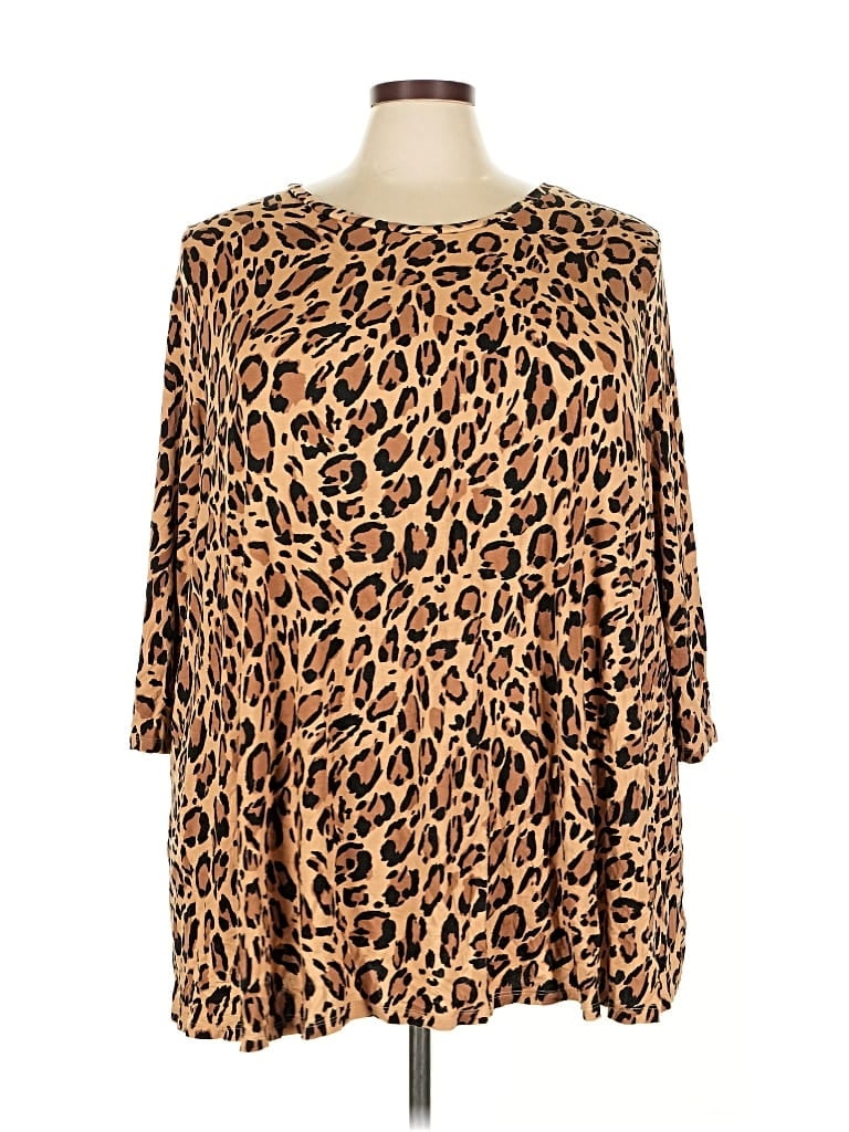 Pre-owned Jessica London 3/4 Sleeve T-shirt In Brown