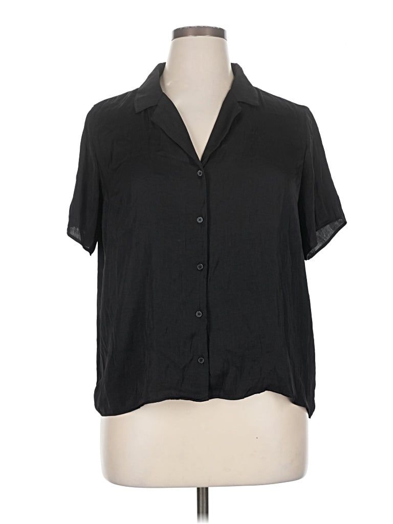 Pre-owned Rachel Rachel Roy Short Sleeve Blouse In Black
