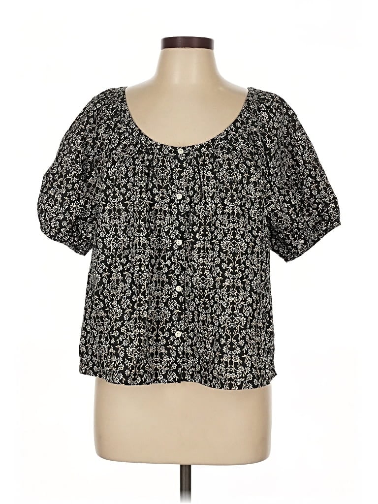 Pre-owned Universal Thread Short Sleeve Blouse In Black