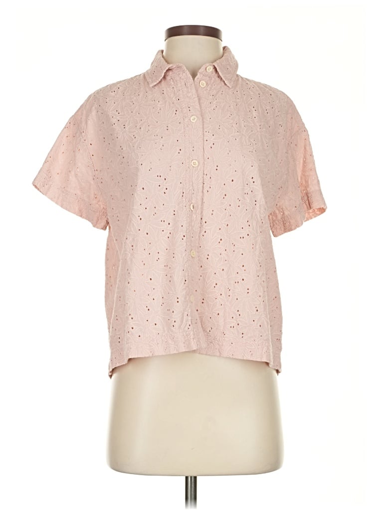 Pre-owned Madewell Short Sleeve Blouse In Pink