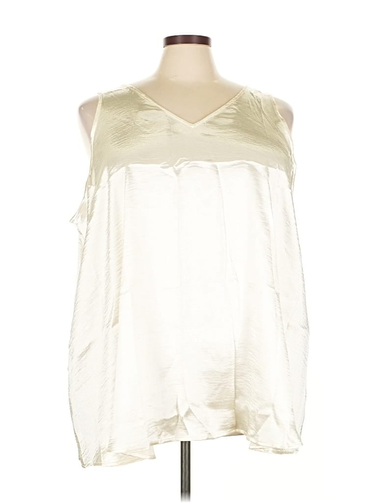 Pre-owned Lane Bryant Sleeveless Blouse In White