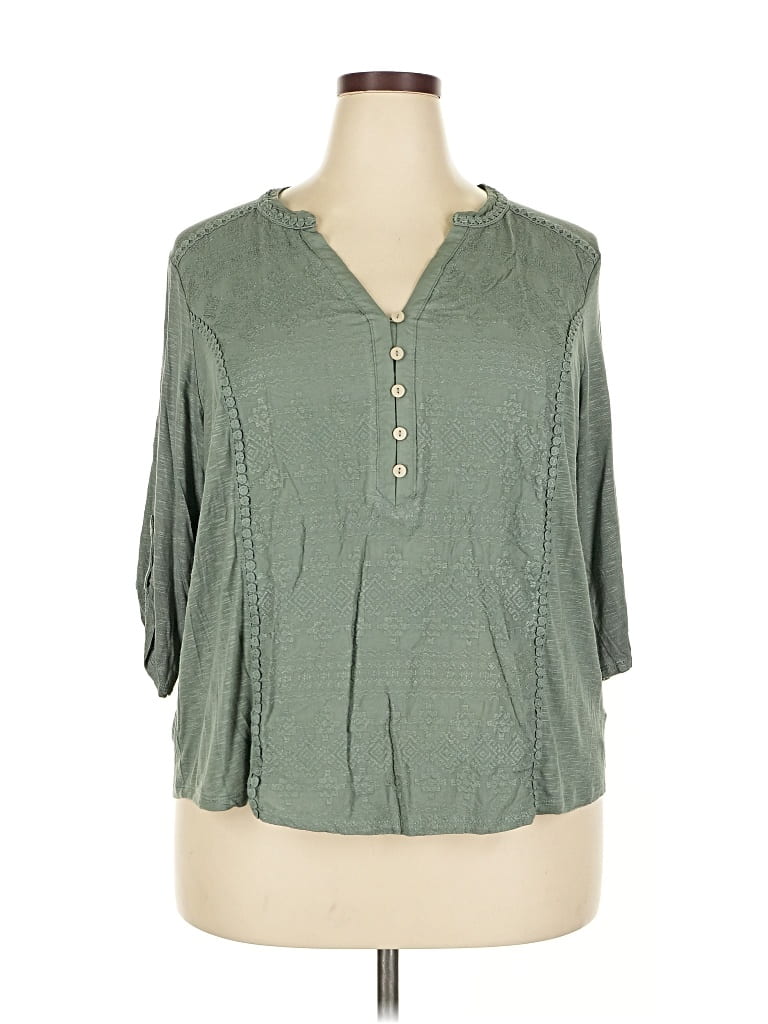 Pre-owned Democracy 3/4 Sleeve T-shirt In Green