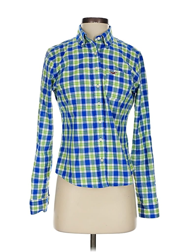 Pre-owned Hollister Long Sleeve Button Down Shirt In Green