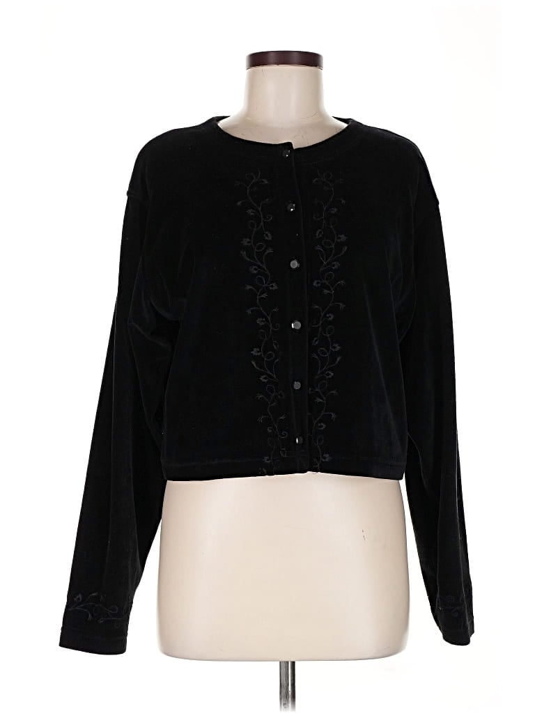 Pre-owned Lizsport Cardigan Sweater In Black