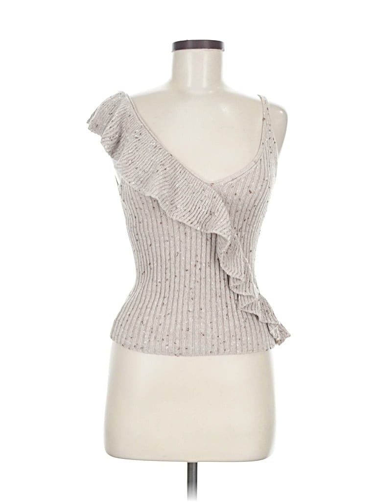 Pre-owned Mystree Sleeveless Top Gray One Shoulder Neckline Tops