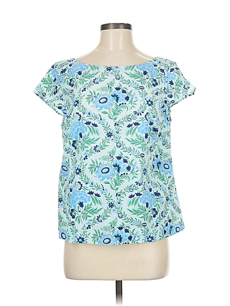 Pre-owned Talbots Short Sleeve Blouse In Blue