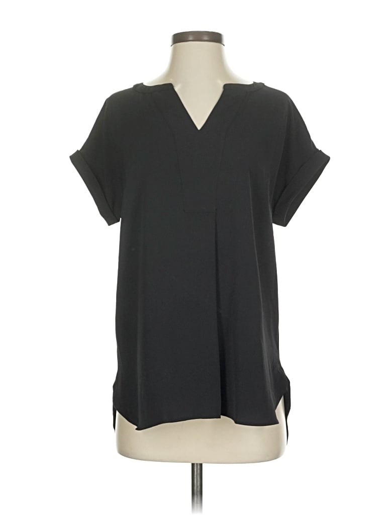 Pre-owned Talbots Short Sleeve Blouse In Black