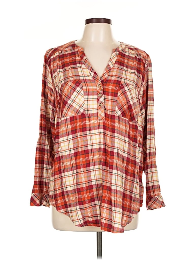 Pre-owned Torrid Long Sleeve Button Down Shirt In Red