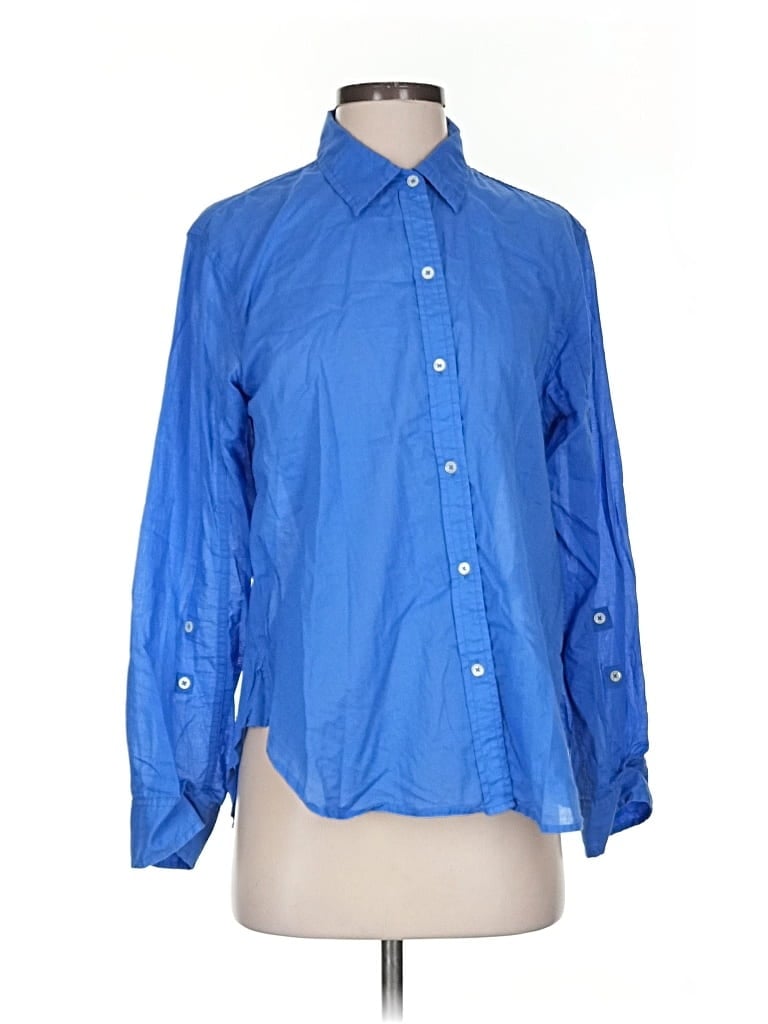 Pre-owned Nic + Zoe Long Sleeve Button Down Shirt In Blue