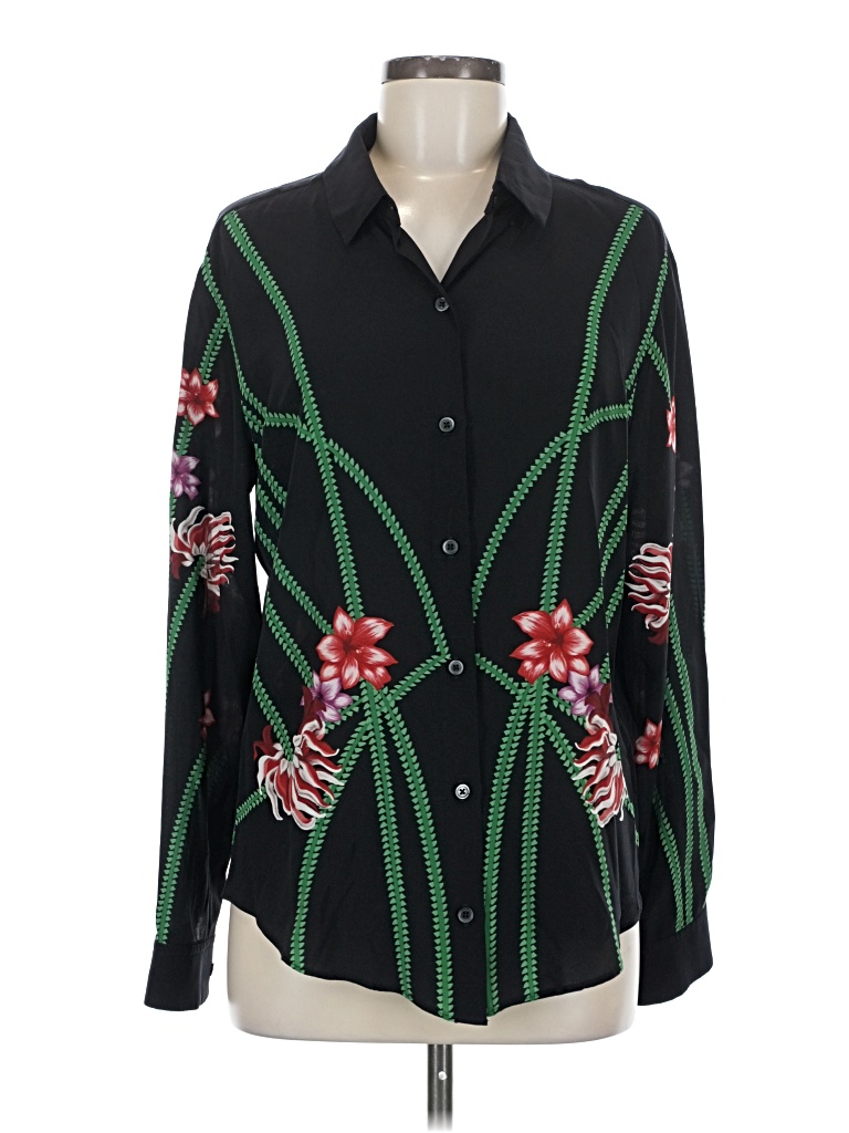 Pre-owned Tucker Long Sleeve Blouse In Black