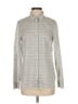 Ann Taylor 100% Cotton Stripes Gray Long Sleeve Button-Down Shirt Size 4 - photo 1