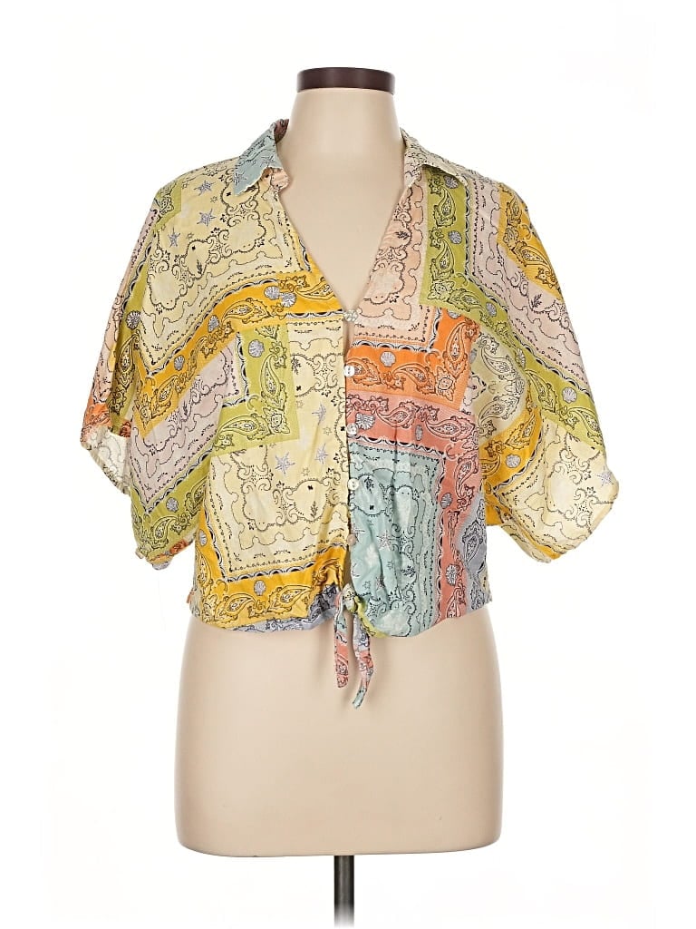 Pre-owned Rachel Zoe Tjx Short Sleeve Blouse In Yellow