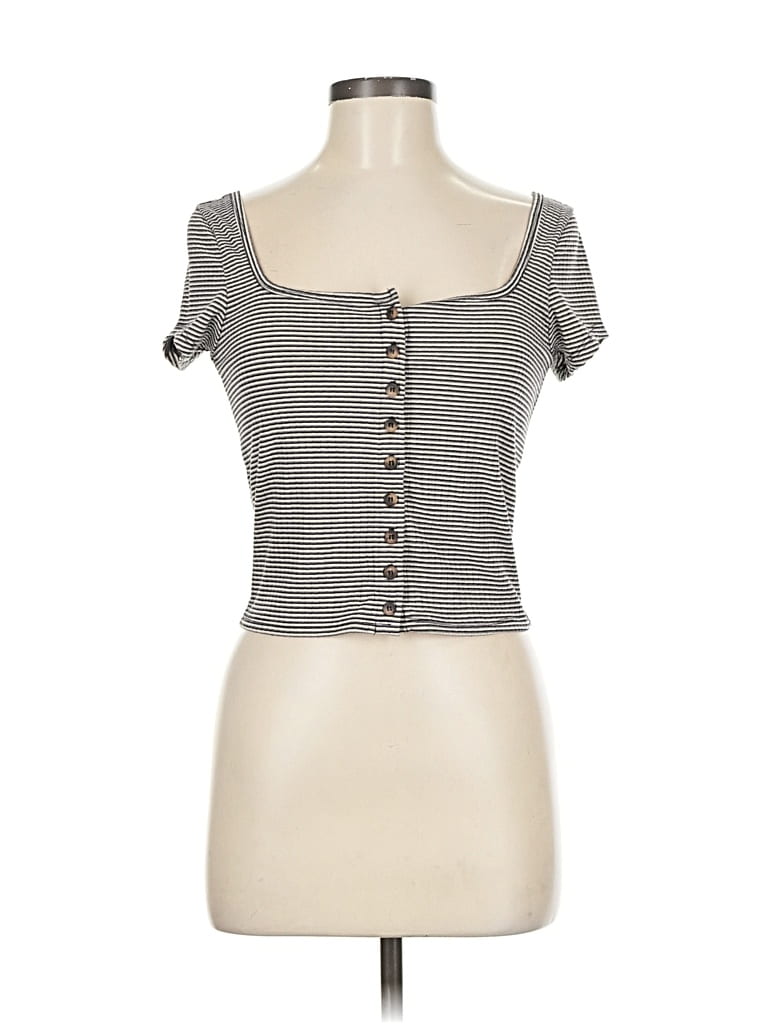 Pre-owned Billabong Short Sleeve Top Tan Sweetheart Neckline Tops In Brown