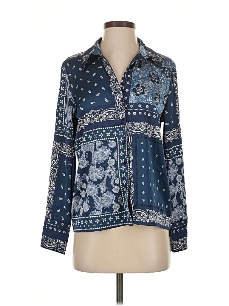 Pre-owned Cupcakes And Cashmere Long Sleeve Blouse In Blue