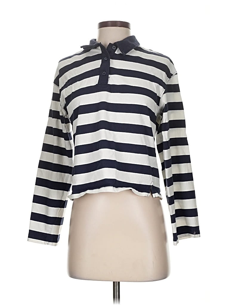 Pre-owned Divided By H&m Long Sleeve Polo Shirt In Silver