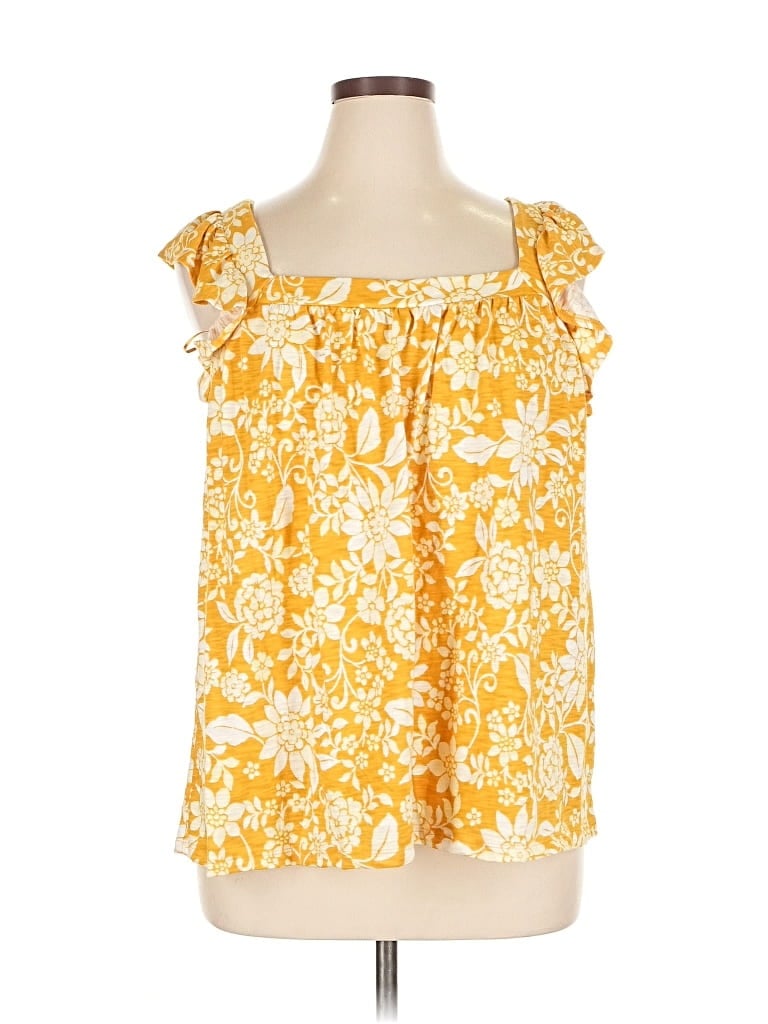Lc Lauren Conrad Tank Top Yellow Ruffles Neckline Tops In Yellow