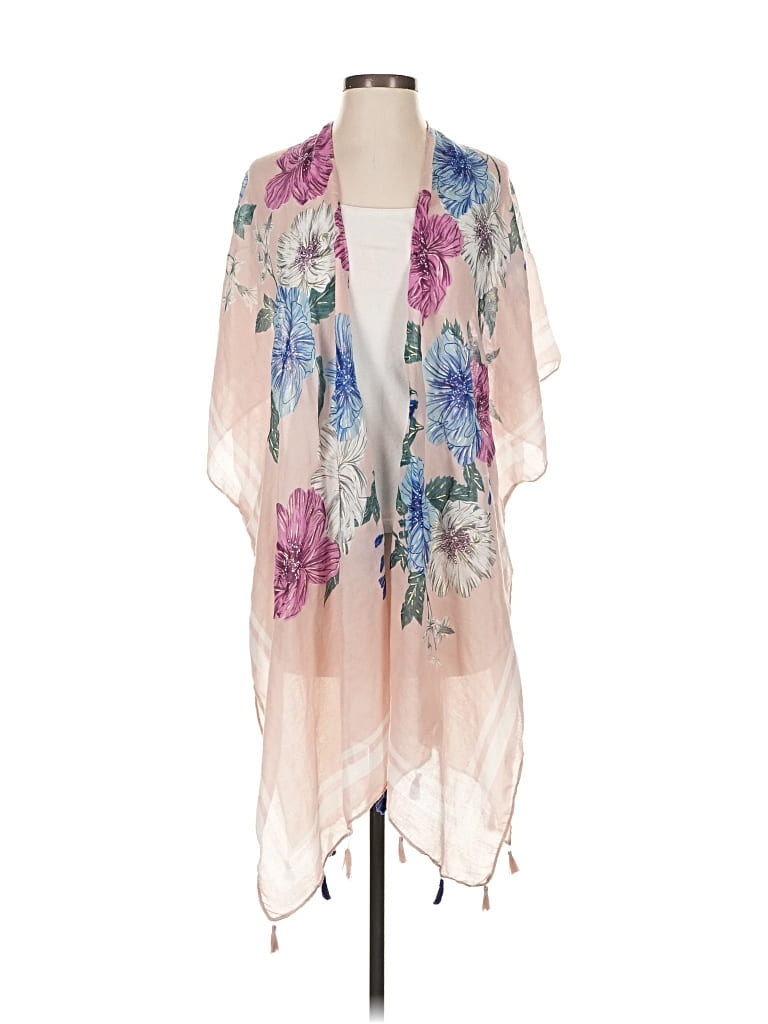 Pre-owned Woven Heart Kimono In Pink