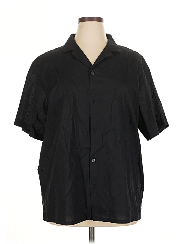 Pre-owned Old Navy Short Sleeve Button Down Shirt In Black