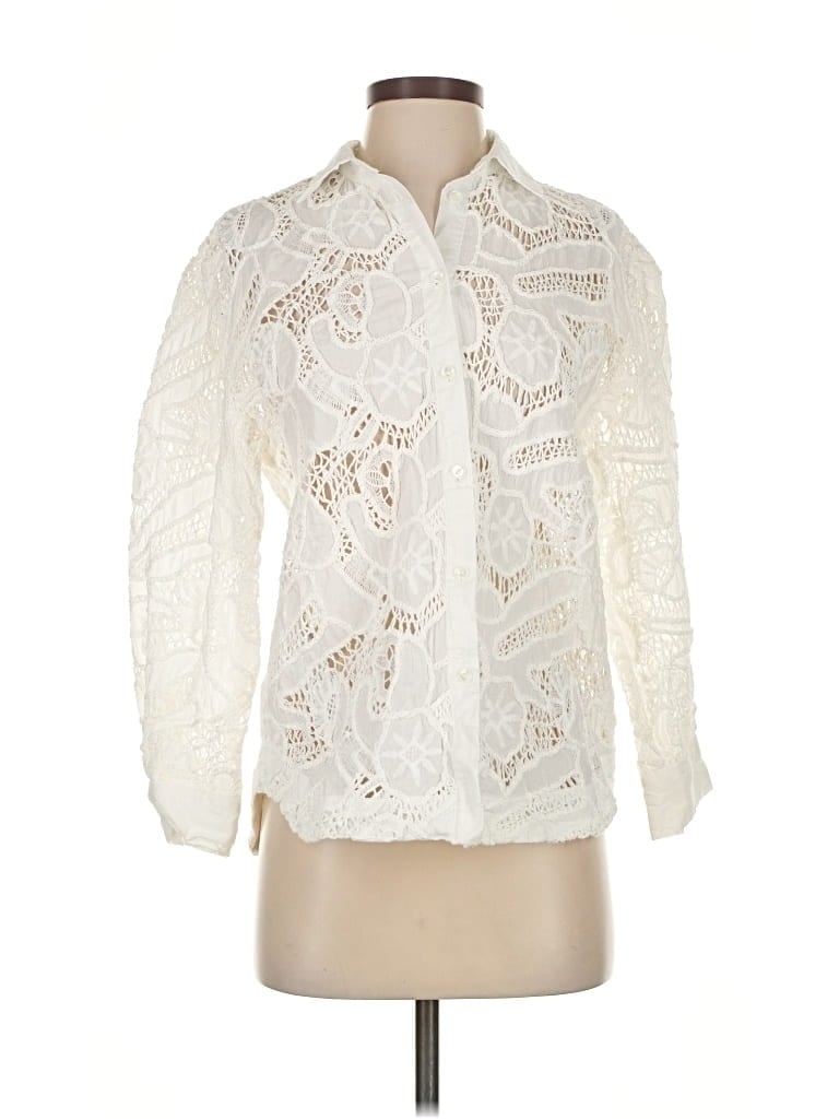 Pre-owned Mng Long Sleeve Blouse In White
