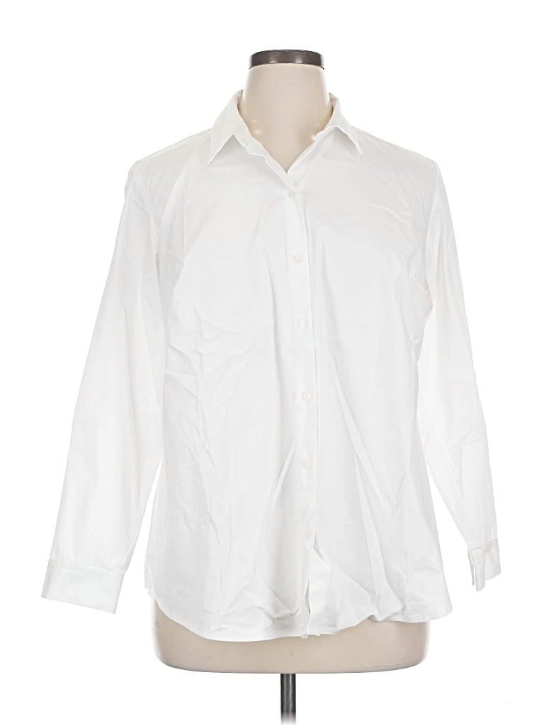 Pre-owned Jjill 3/4 Sleeve Button Down Shirt In White