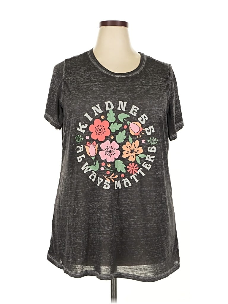 Pre-owned Lane Bryant Short Sleeve T-shirt In Gray