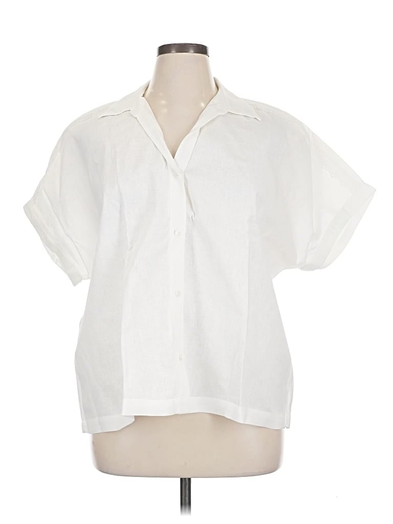 Pre-owned Jones New York Short Sleeve Blouse In White