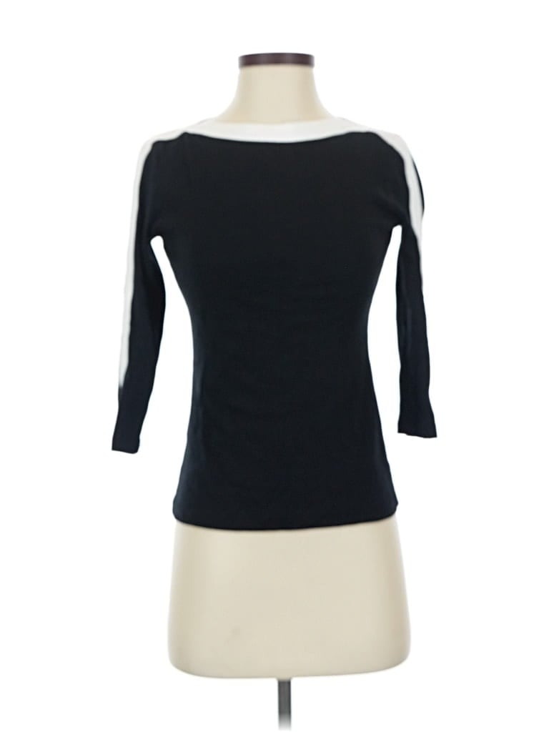 Pre-owned Chaps 3/4 Sleeve Top Black Boatneck Tops