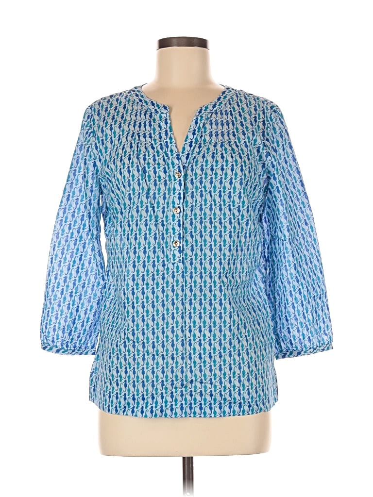 Pre-owned Talbots 3/4 Sleeve Blouse In Blue