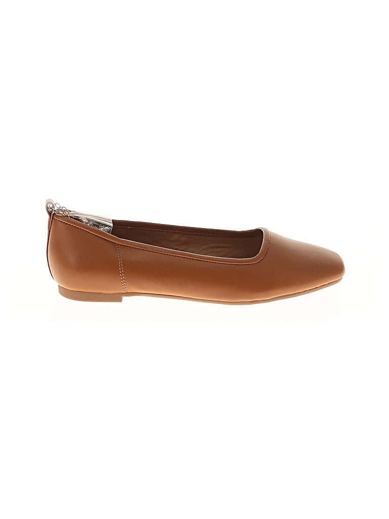 Pre-owned Aqua Flats In Brown