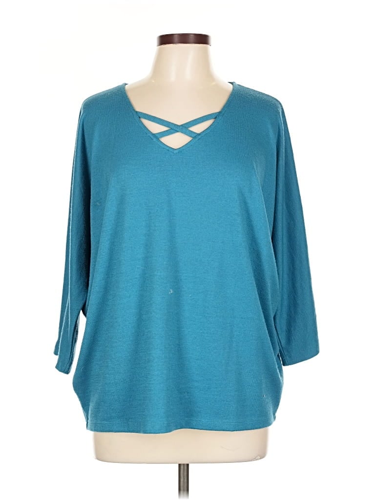 Pre-owned Chico's 3/4 Sleeve T-shirt In Blue