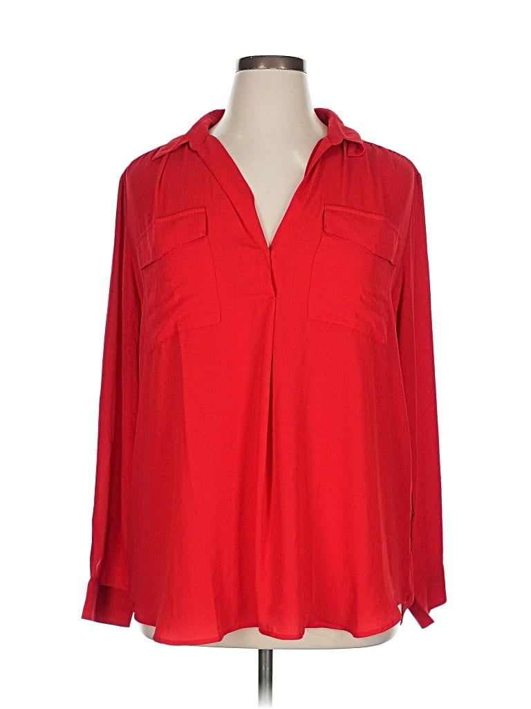 Pre-owned Ann Taylor 3/4 Sleeve Blouse In Red