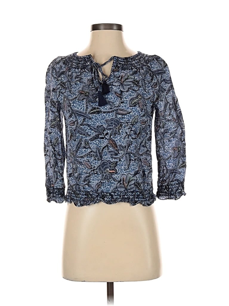 Pre-owned Tory Burch 3/4 Sleeve Blouse In Blue