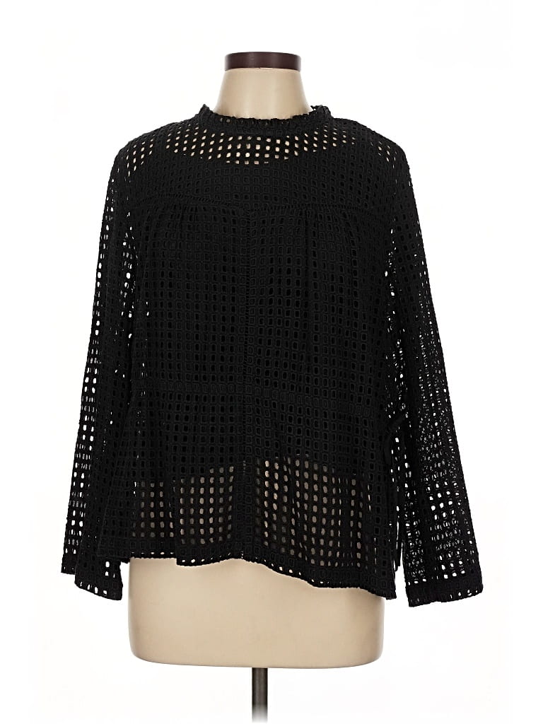 Pre-owned Point Sur Long Sleeve Blouse In Black