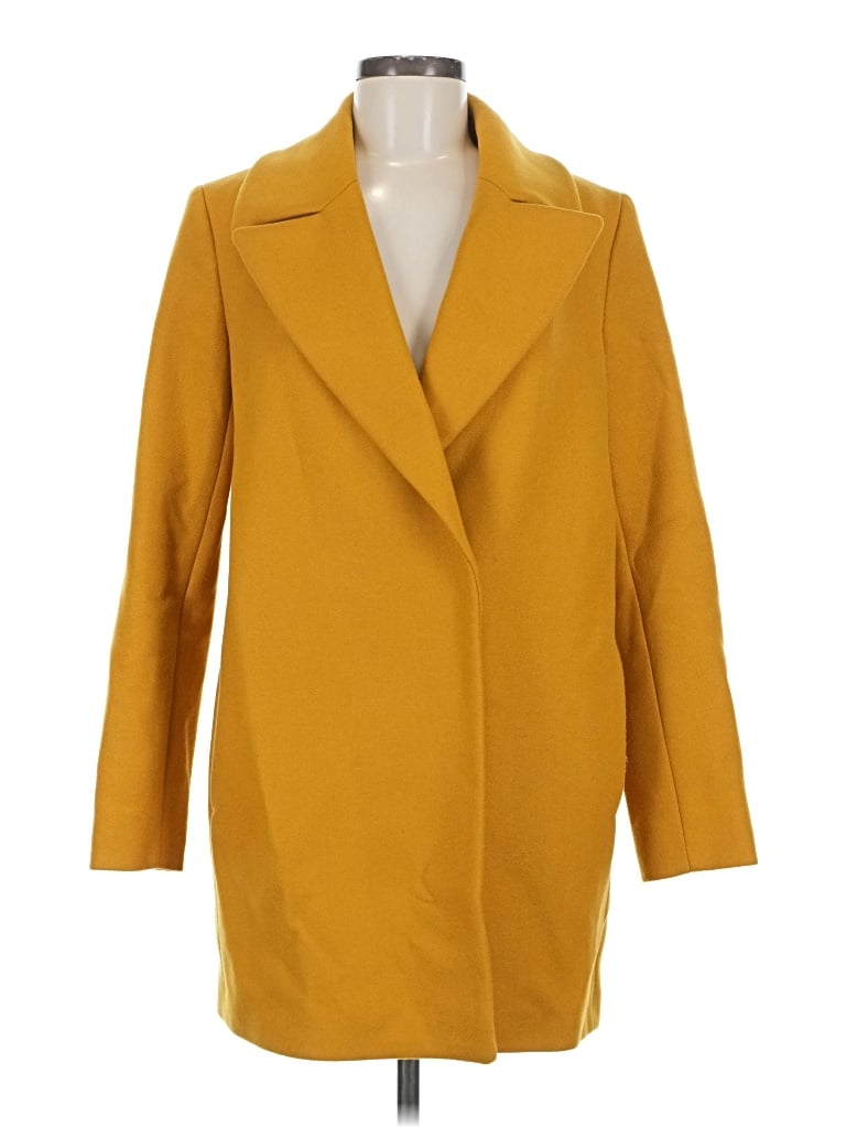Pre-owned Massimo Dutti Wool Coat In Yellow