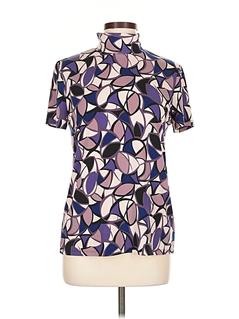 Pre-owned Anne Klein Short Sleeve Blouse In Purple