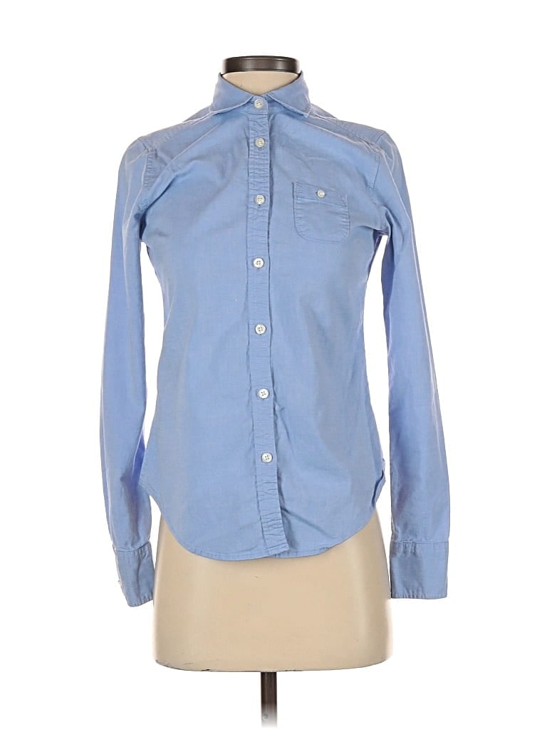 Pre-owned American Eagle Outfitters Long Sleeve Button Down Shirt In Blue