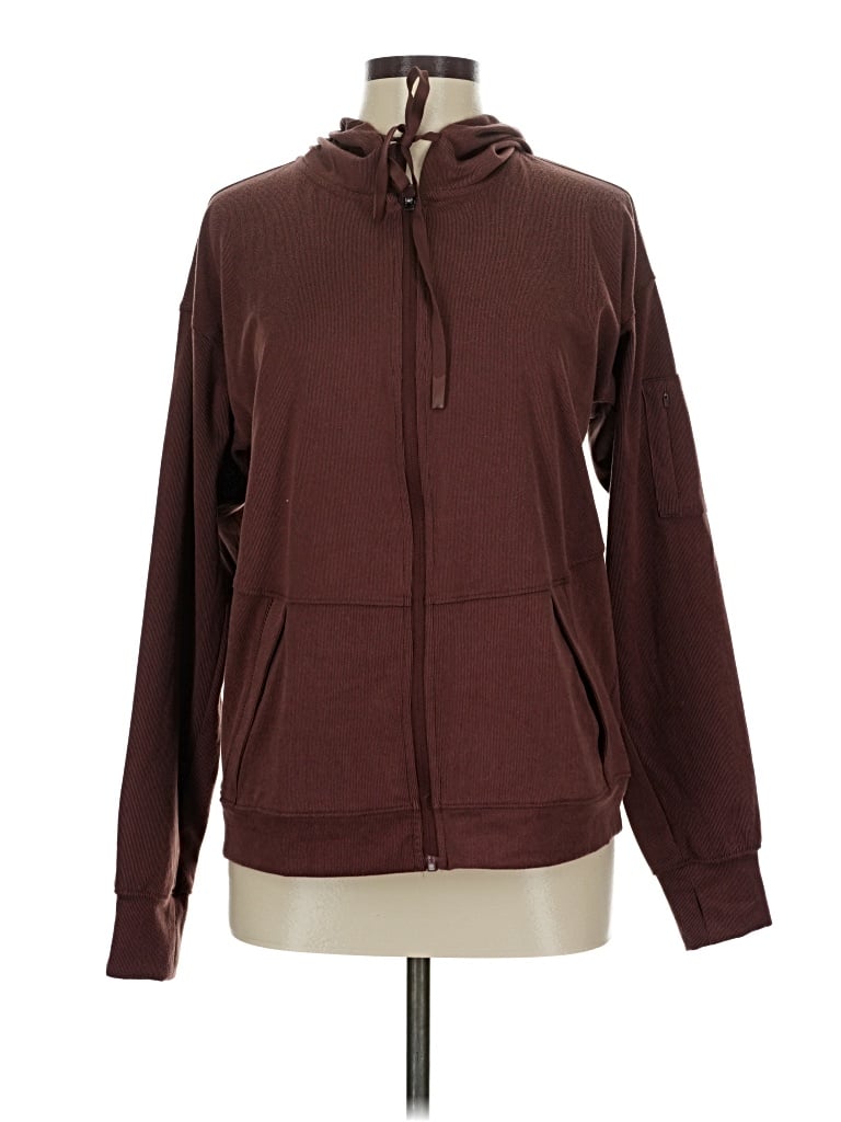 Pre-owned Thread & Supply Zip Up Hoodie In Burgundy