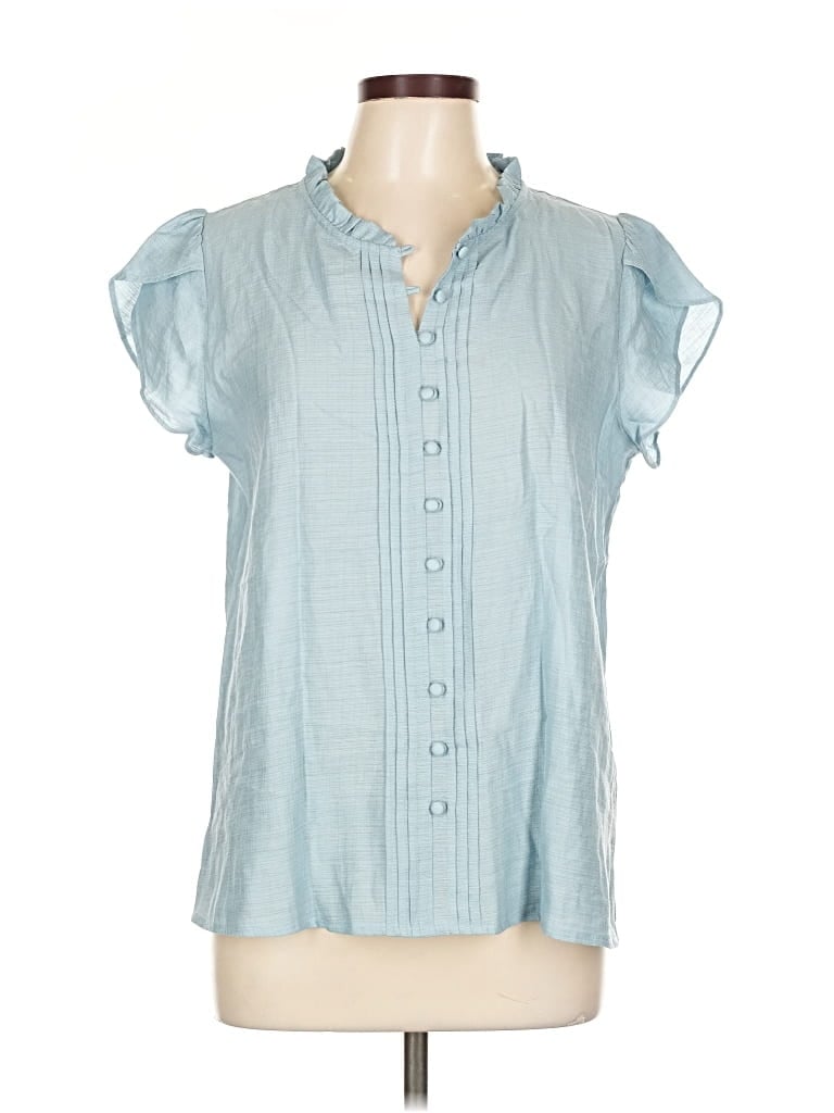 Pre-owned Fun2fun Short Sleeve Blouse In Blue