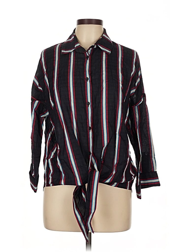 Favlux Fashion 3/4 Sleeve Button Down Shirt In Black