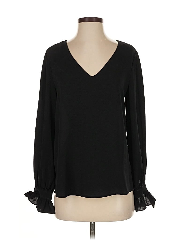Pre-owned Cece Long Sleeve Blouse In Black