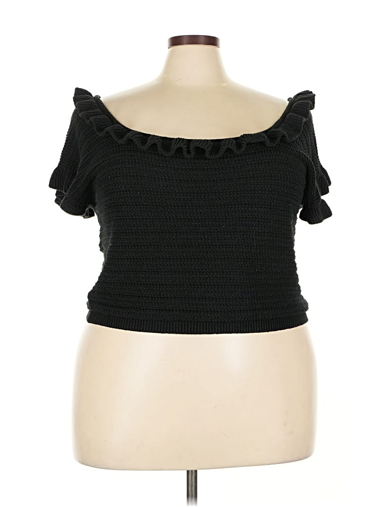 Pre-owned H&m Short Sleeve Top Black Sweetheart Neckline Tops